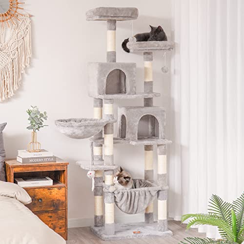 Light Gray Cat Tree with Sisal Scratching Posts O482