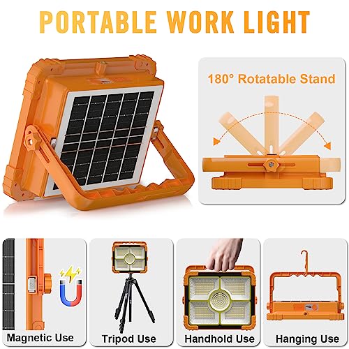 100W LED Solar Work Light, 10000LM Magnetic Worklight, IP66 Waterproof R99546