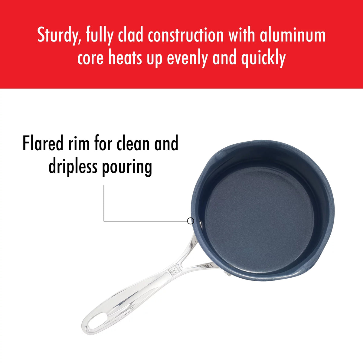 1-qt Stainless Steel Ceramic Nonstick Saucepan C8349