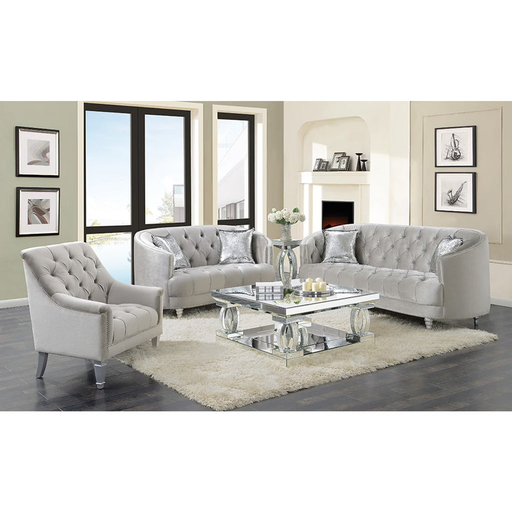 Grey Tufted Loveseat N381