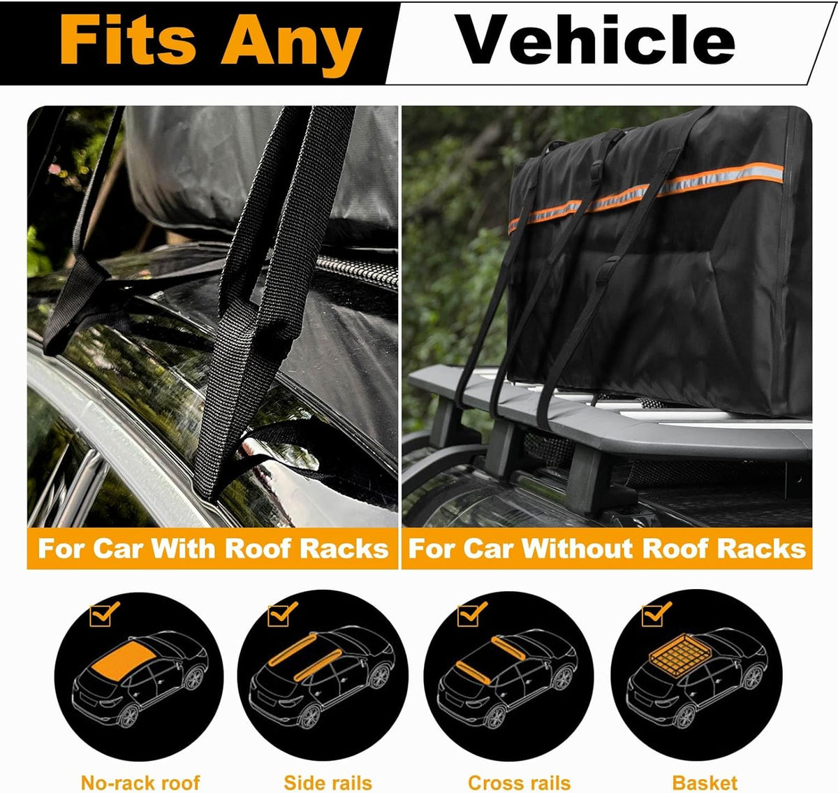 21 Cubic Feet 1000D Waterproof Car Rooftop Cargo Carrier Bag W5976