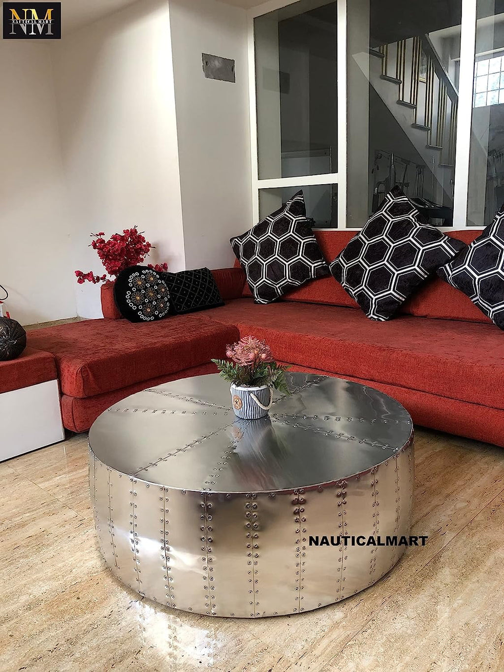 Aluminum Drum Shaped Coffee Table Z888