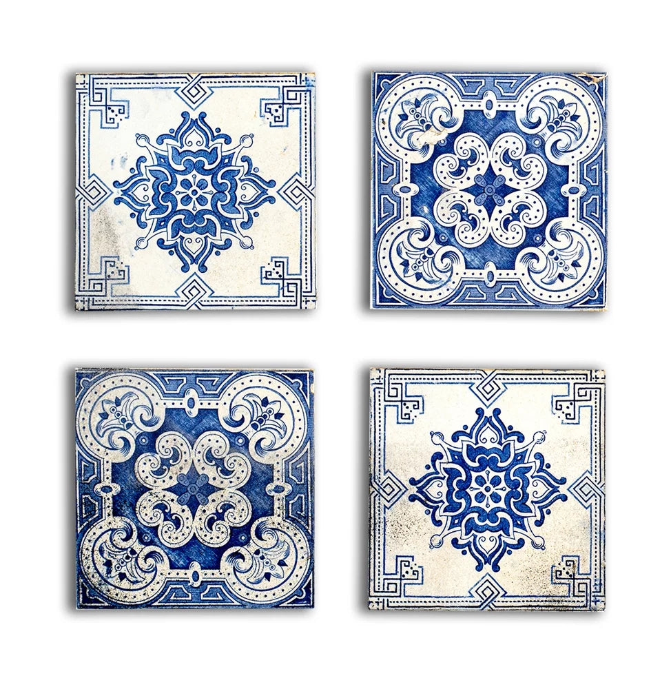 Canvas Floral Pattern Wall Art Set of 4 12x12 inches N3098