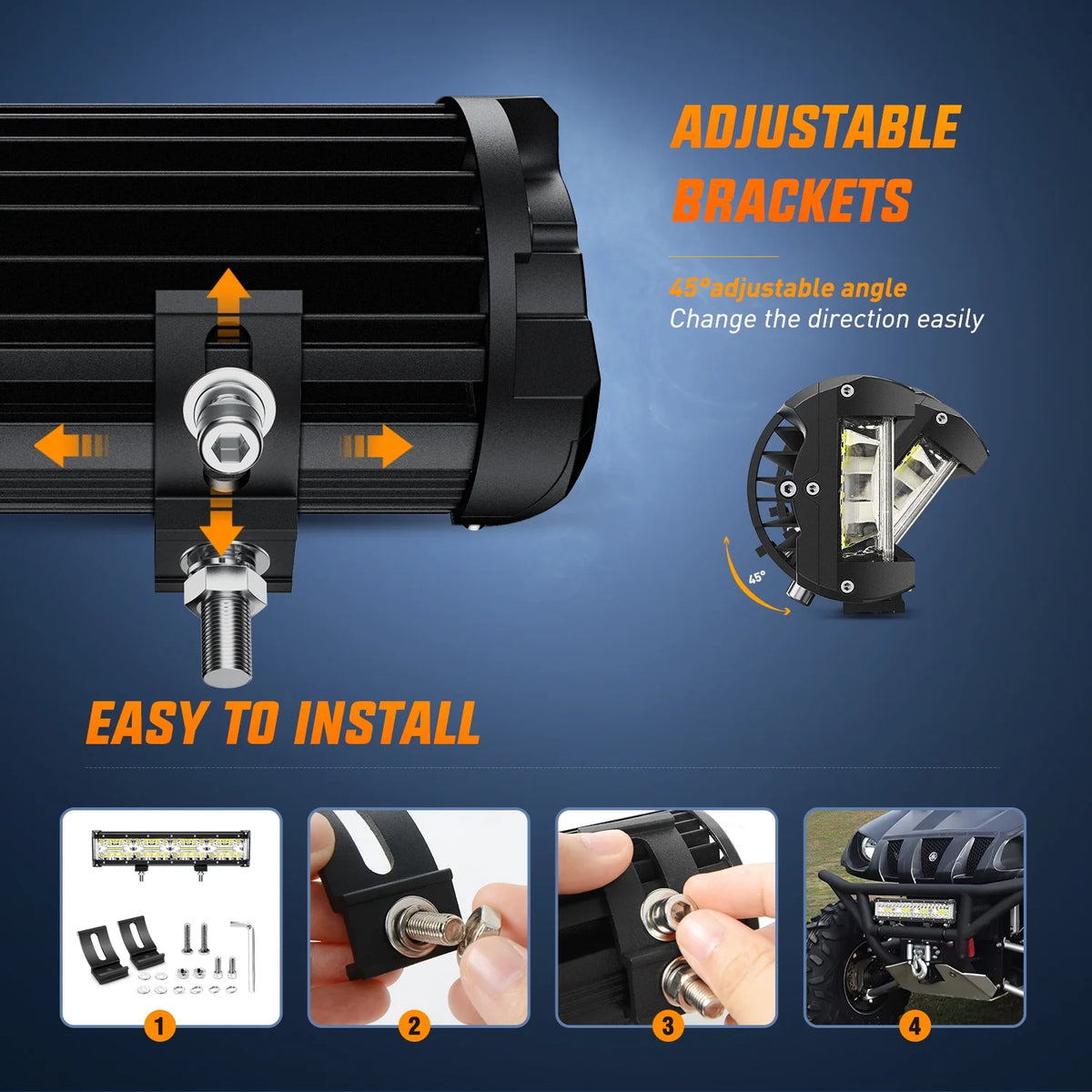 12Inch Triple Row LED Work Light with Wiring Harness Kit B84842