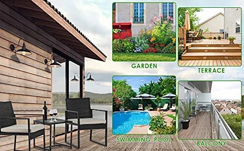 3 Piece Beige Wicker Patio Bistro Set M170