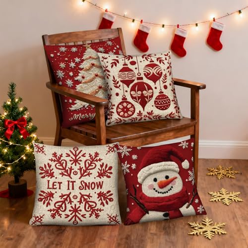 Christmas Throw Pillow Covers 18X18 Set of 4 L830166