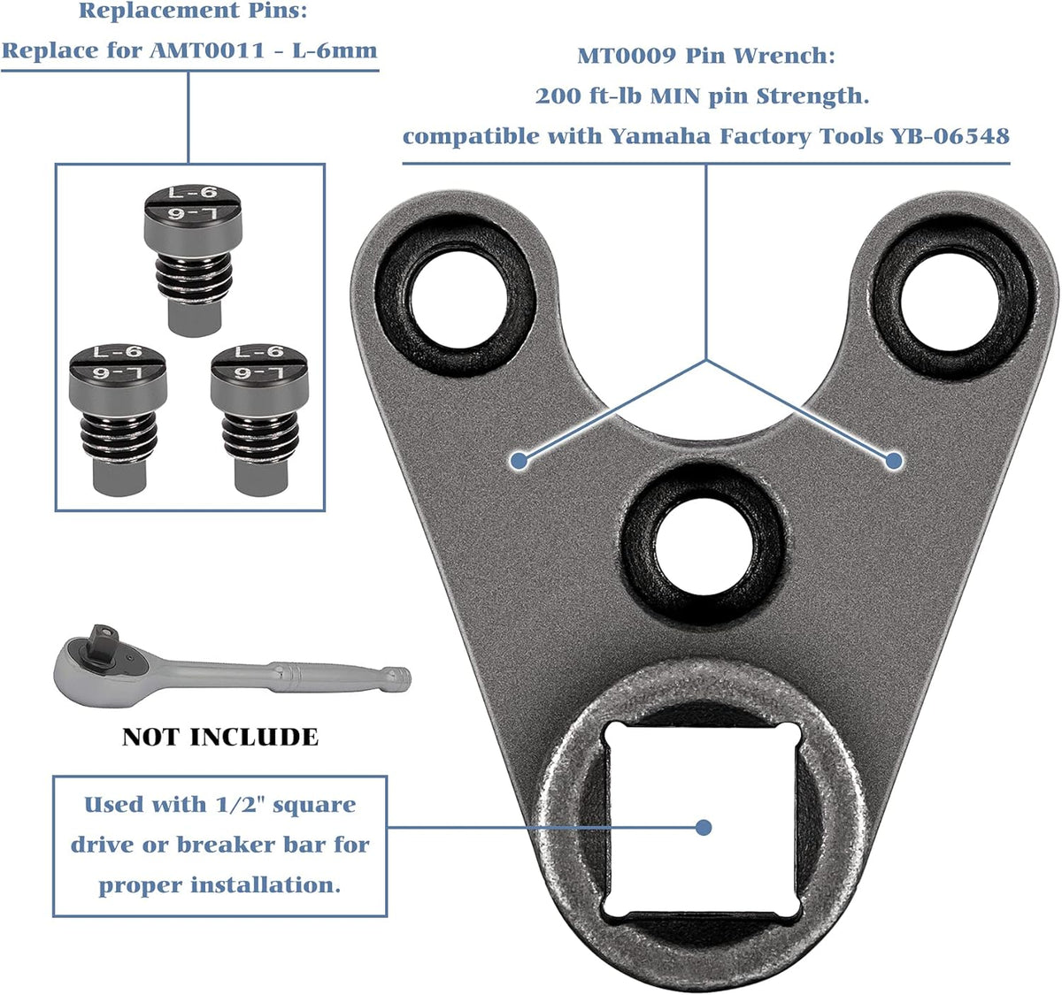 35mm x 6mm Outboard Trim/Tilt Pin Wrench Tools Pack of 2 P238