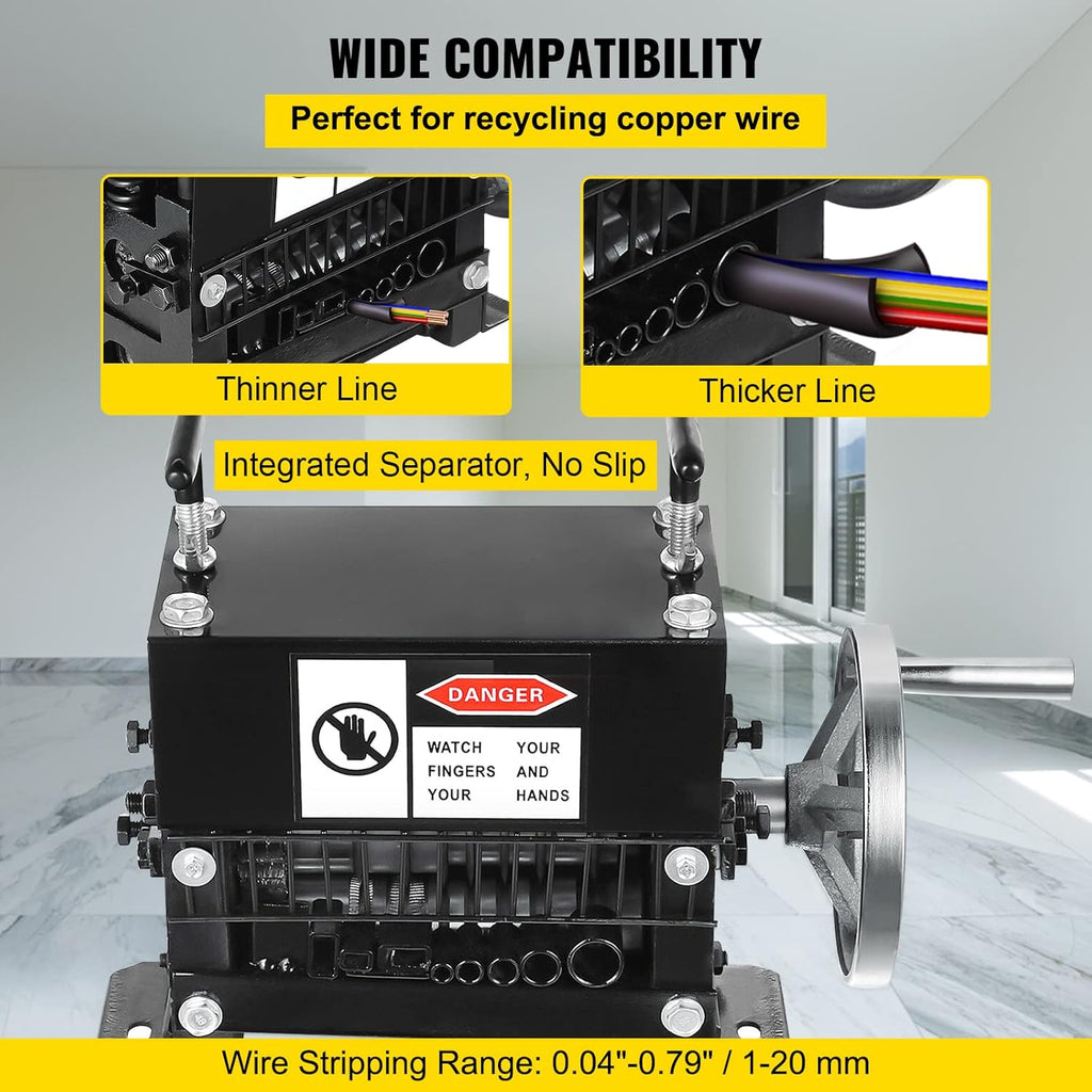 1.5-20mm 7 Channels Manual Hand Cranked Wire Stripping Machine X954169