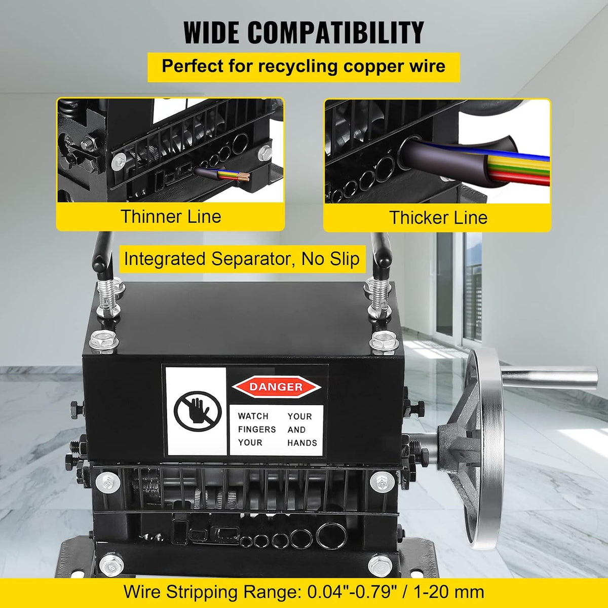 1.5-20mm 7 Channels Manual Hand Cranked Wire Stripping Machine X954169