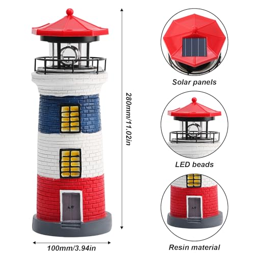 Black and White LED Solar Power Lighthouse Statue G405