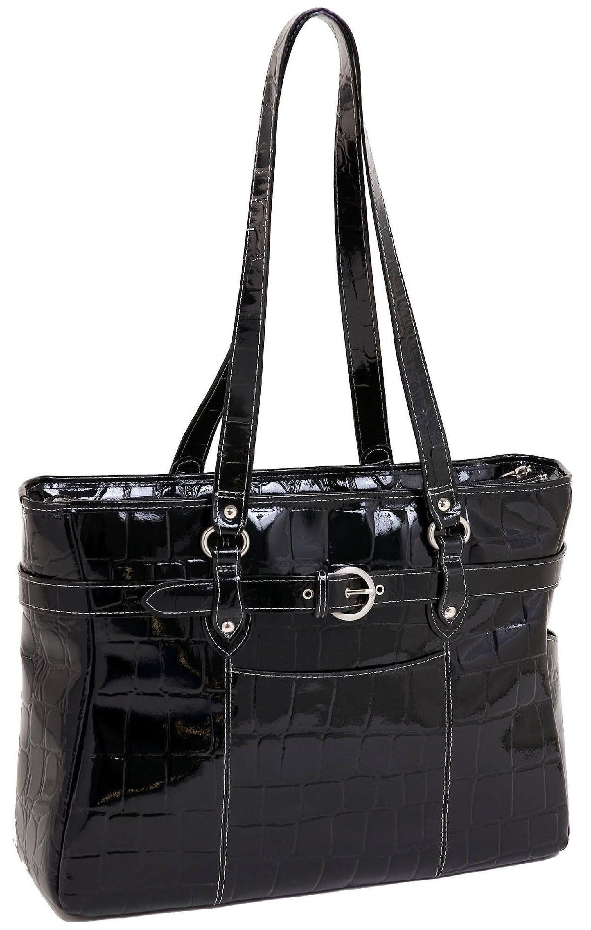 Black Leather Laptop Tote D83876