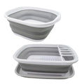 Collapsible Plastic Tub and Dish Drainer Set E298097