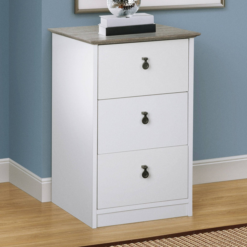 White Gray Oak 3 Drawer Filing Cabinet X6548