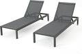 Grey Outdoor Aluminum Chaise Lounges 2-Pcs Set P3668