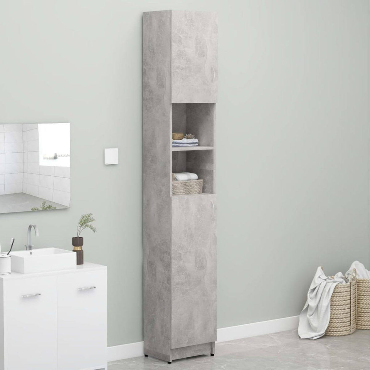 Bathroom Cabinet Concrete Gray Chipboard I33819