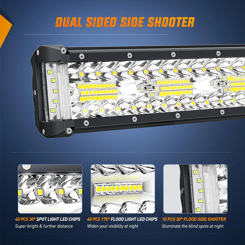 12Inch Triple Row LED Work Light with Wiring Harness Kit B84842