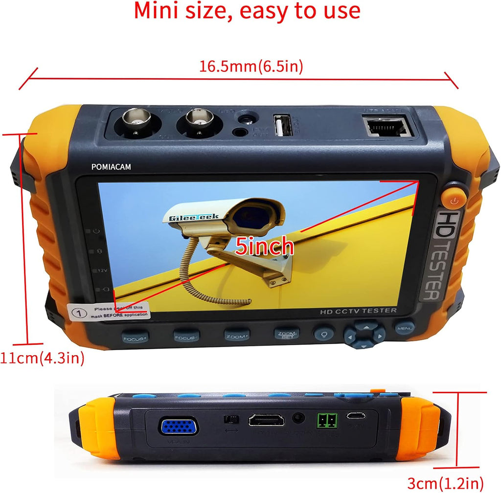 5 Inch 8MP AHD CCTV Monitor Camera Tester F324