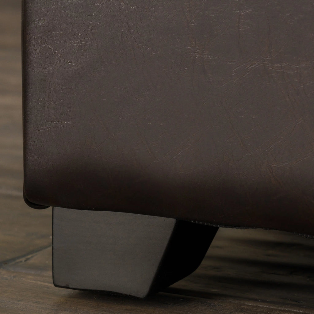 Brown Faux Leather Storage Ottoman W5469