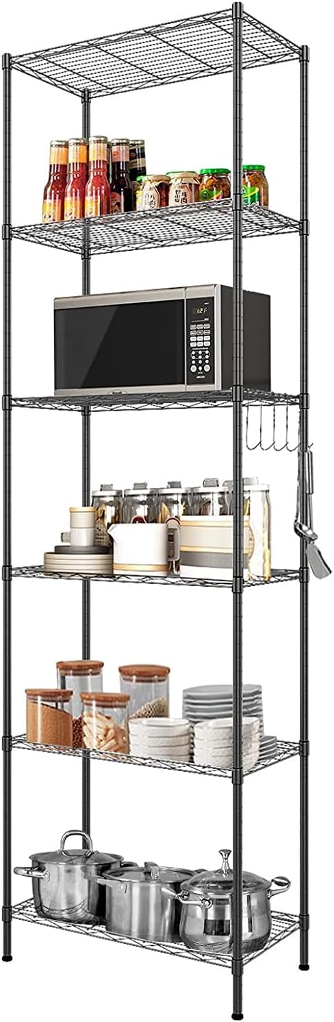 6-Shelf Heavy Duty Metal Wire Shelving Unit with Hooks N972892
