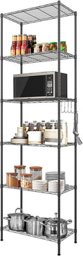 6-Shelf Heavy Duty Metal Wire Shelving Unit with Hooks N972892
