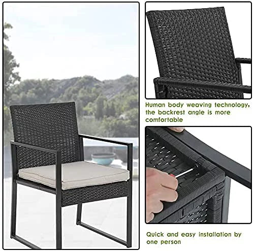 3 Piece Beige Wicker Patio Bistro Set M170