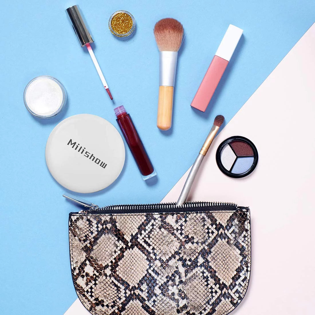 Compact LED Magnifying Rechargeable 2-Sided Makeup Mirror S873818