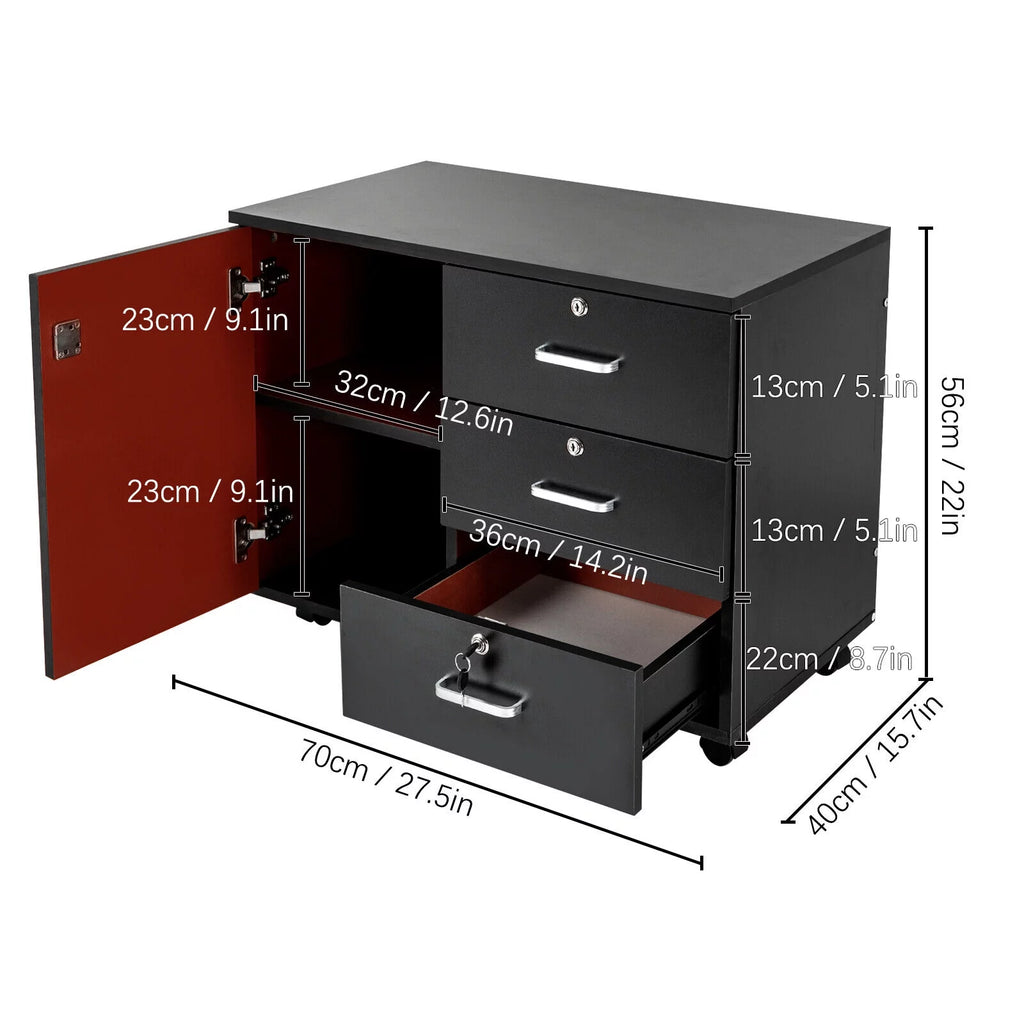Mobile File Cabinet 3 Drawers with Wheels G673