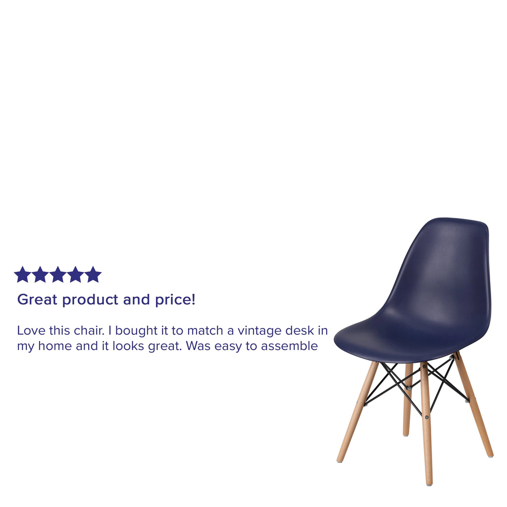2 Pack Navy Plastic Chair with Wooden Legs K316