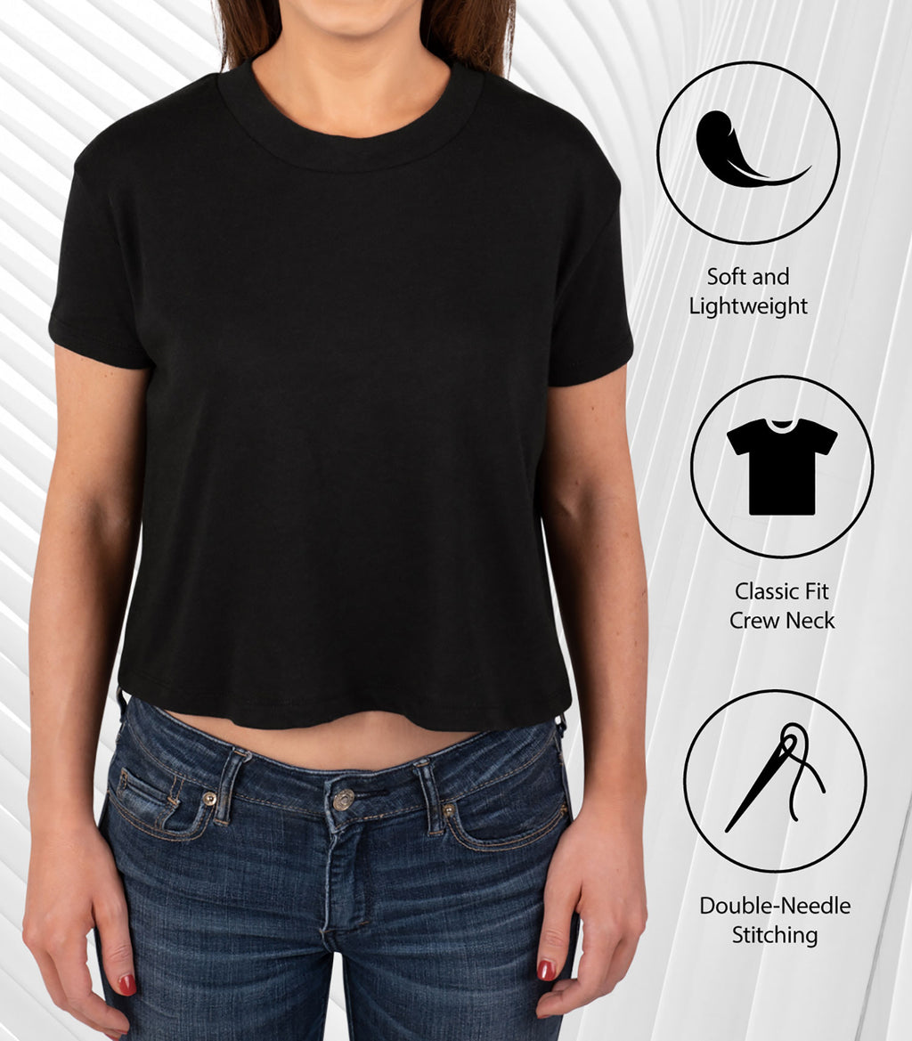 Juniors Cropped Cotton Blend T-Shirt D298