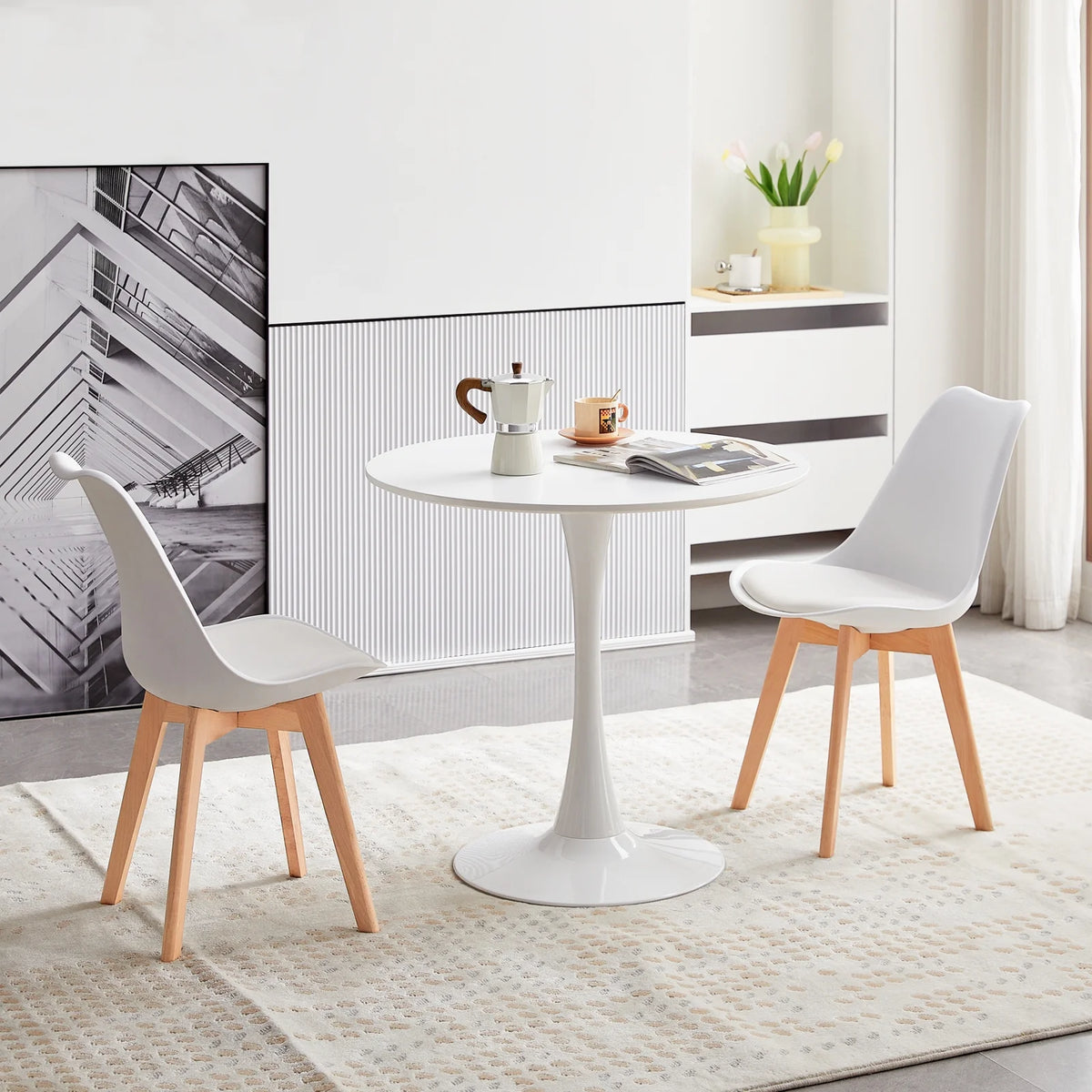 Round White Dining Table for 4 I5535