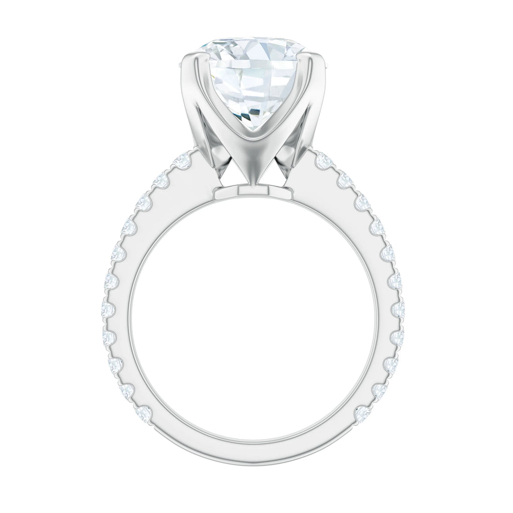 18K White Gold Moissanite Solitaire Engagement Ring with Side Stones B4160