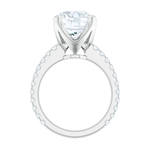 18K White Gold Moissanite Solitaire Engagement Ring with Side Stones B4160