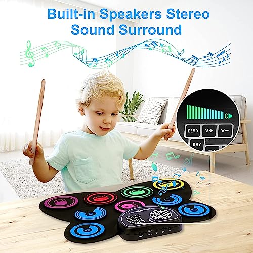 9-Pads Electronic Drum Set with Drumsticks & Pedals J377