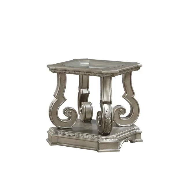 Antique Champagne Clear Glass Wood End Table A433706