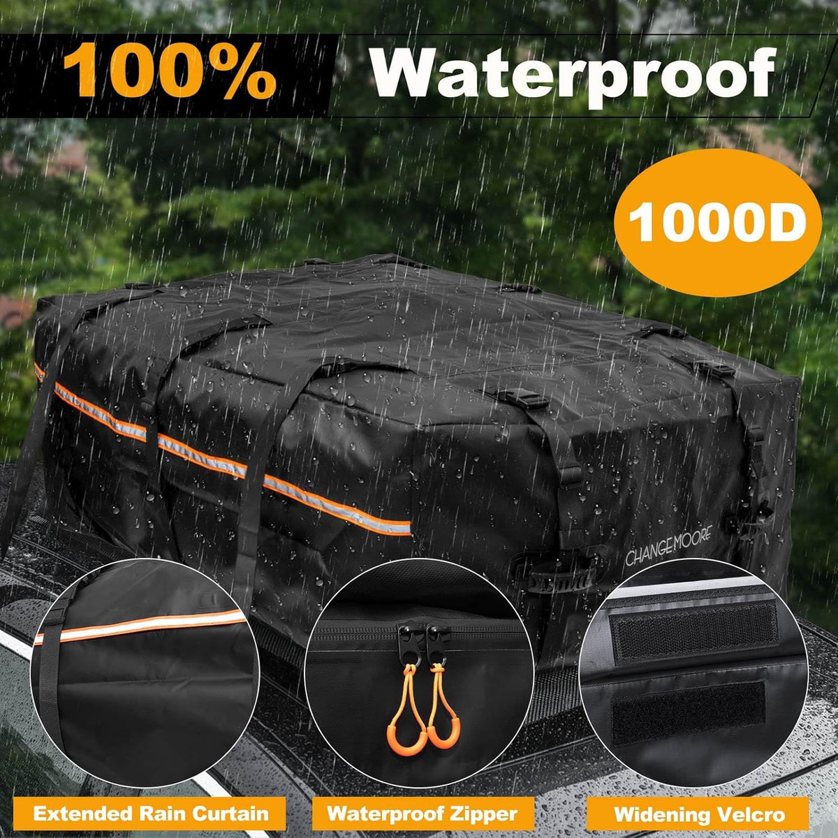 21 Cubic Feet 1000D Waterproof Car Rooftop Cargo Carrier Bag W5976