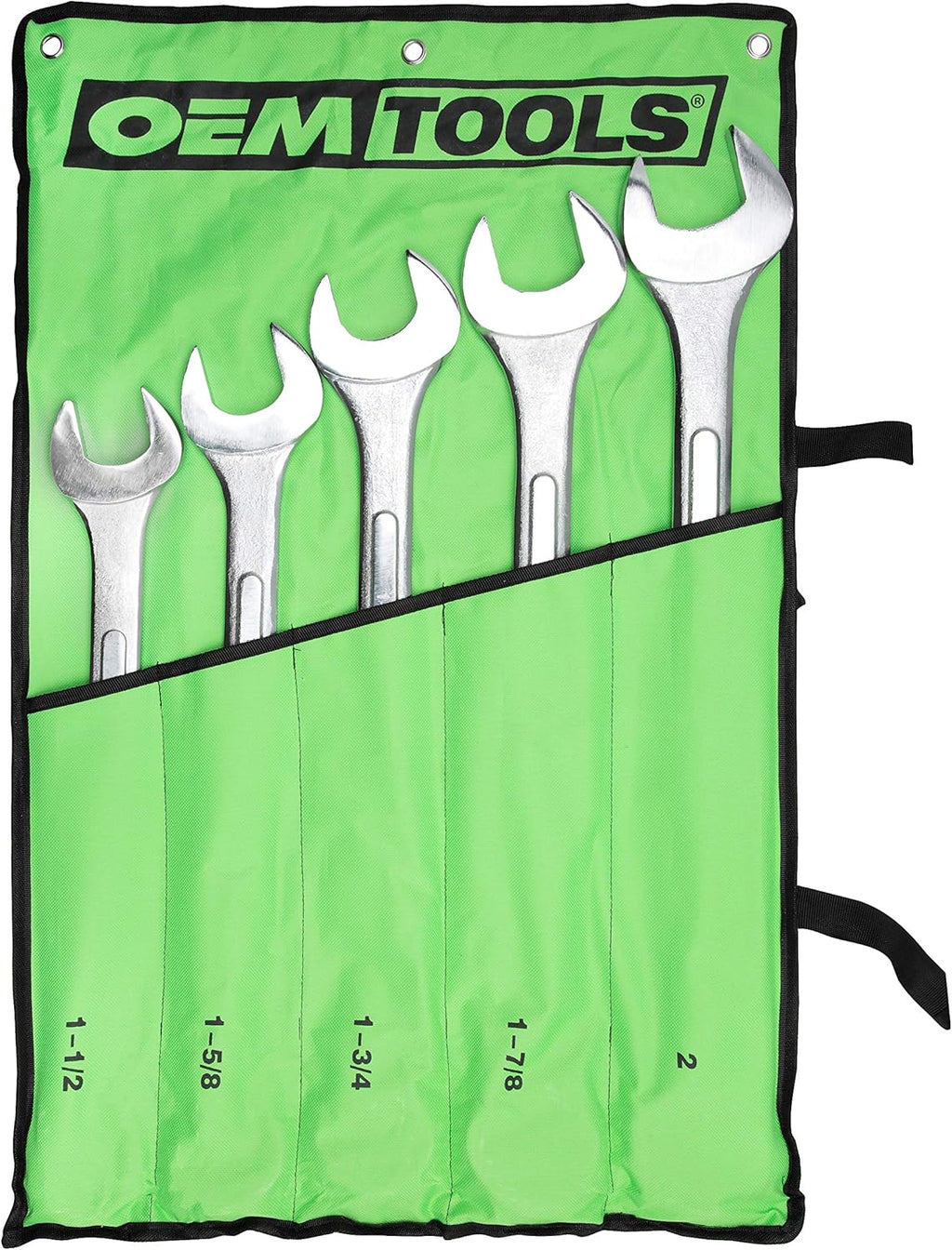 Jumbo Combination Wrench Set, SAE, 6 Piece, Green Canvas Tool Roll Included V70781