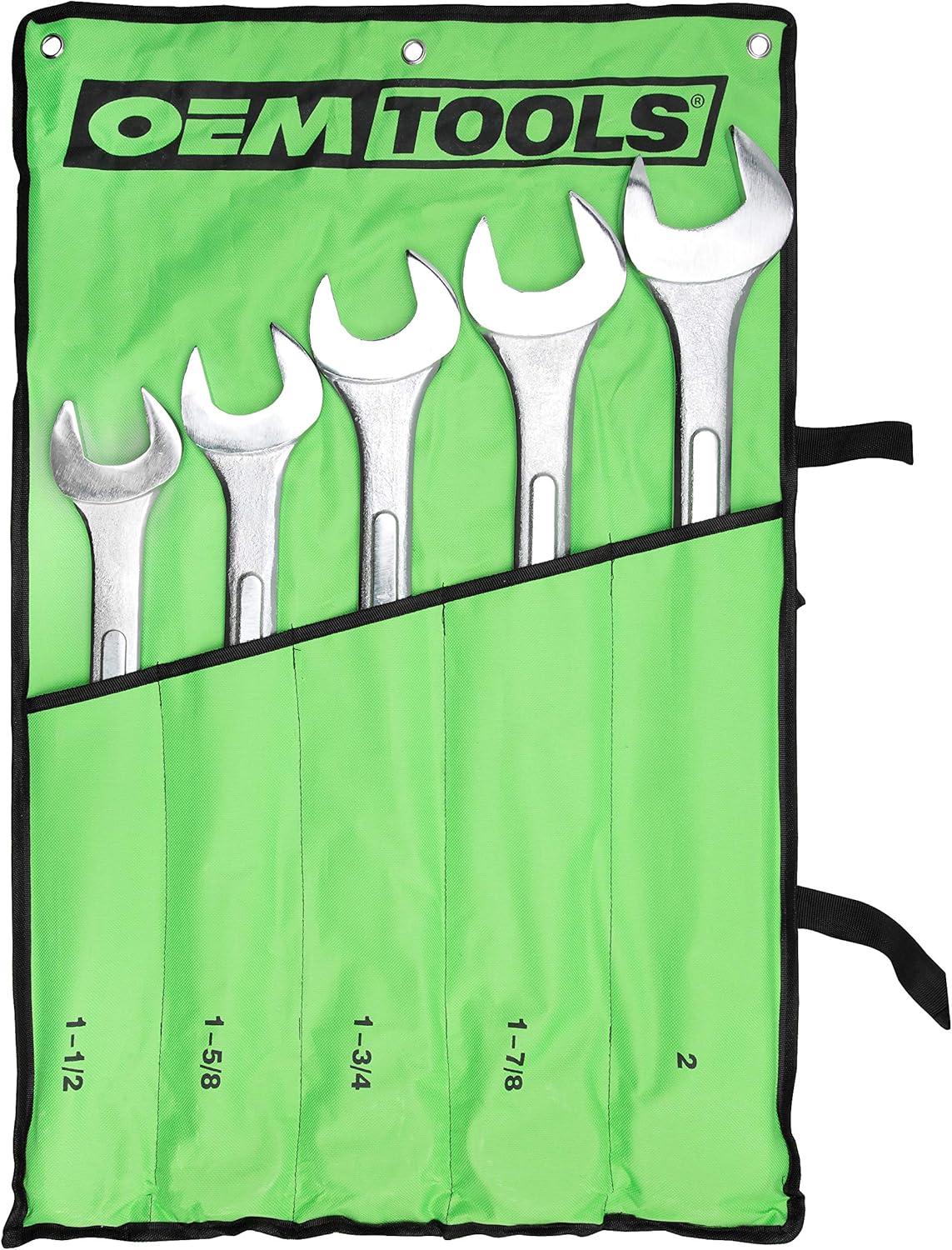 Jumbo Combination Wrench Set, SAE, 6 Piece, Green Canvas Tool Roll Included V70781