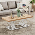 47 Inch Rustic Coffee Table with Geometric Frame R718182