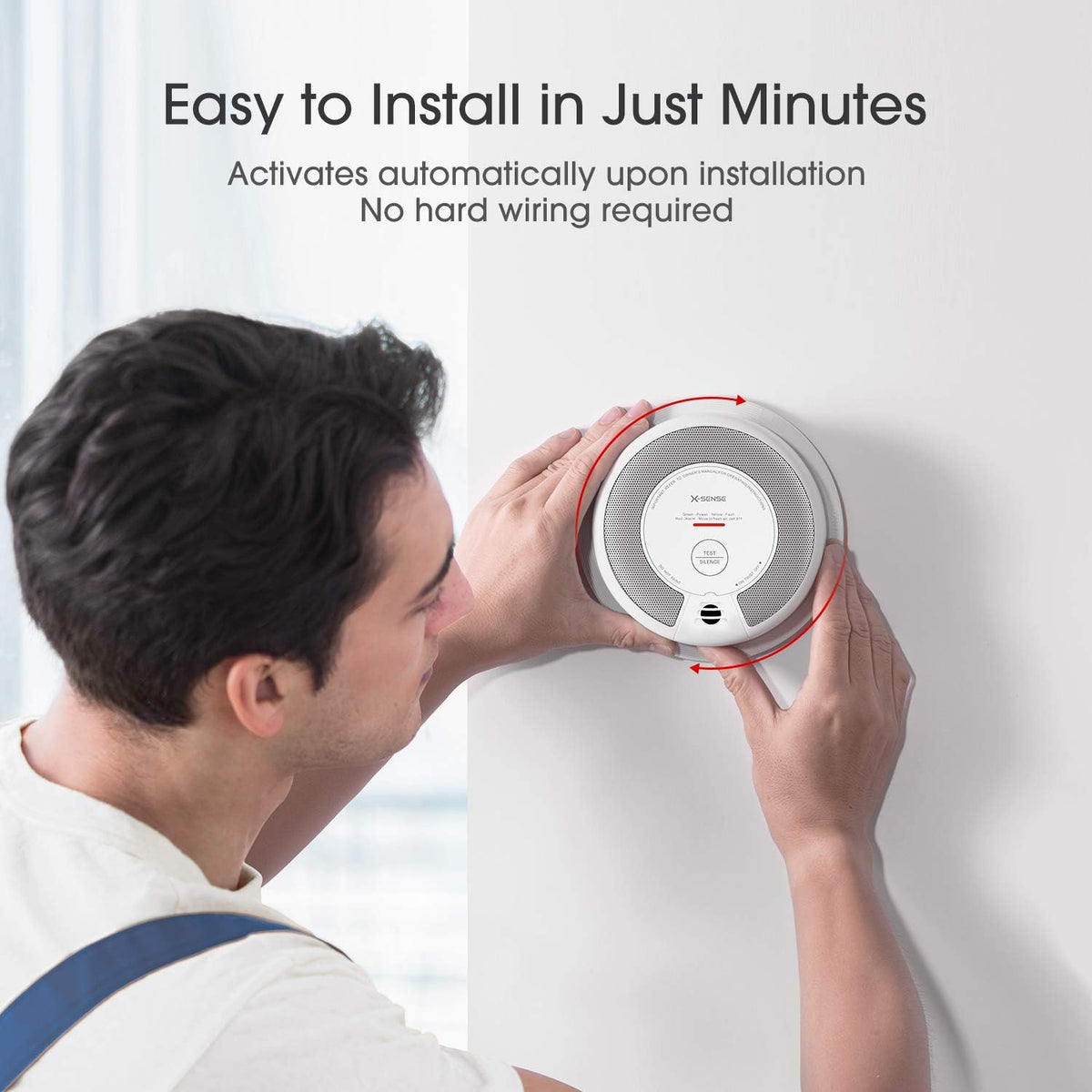 2-in-1 Smoke and Carbon Monoxide Detector Alarm, 10-Year Battery-Operated Dual Sensor, Pack of 3 I477