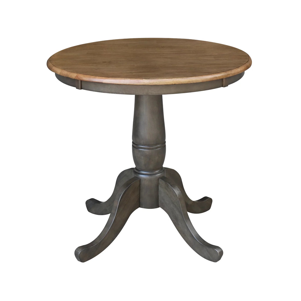 3-piece Solid Wood Dining Set with Round Pedestal Table and 2 Ladder Back Chairs P591813