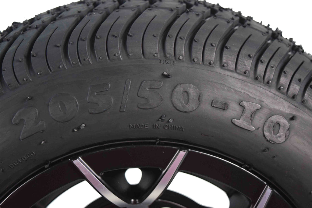 205/50-10 Golf Cart Turf Tire & Black Wheel Kit Z862