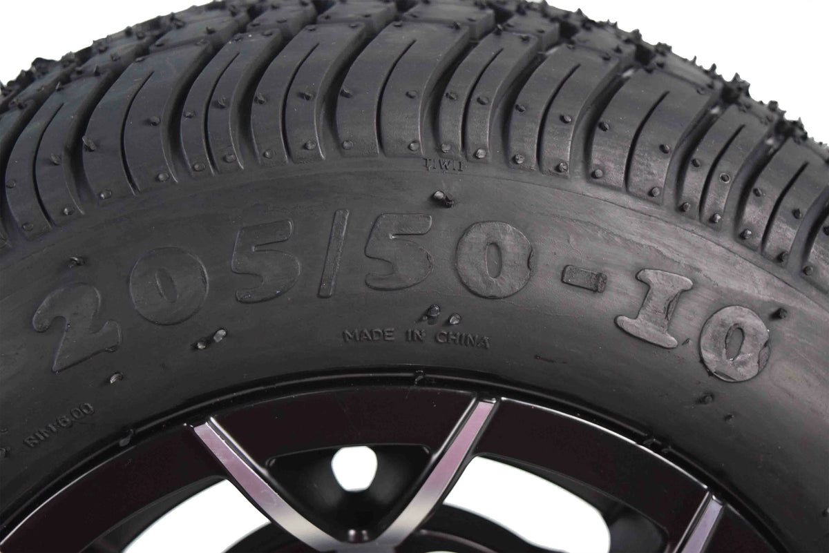 205/50-10 Golf Cart Turf Tire & Black Wheel Kit Z862