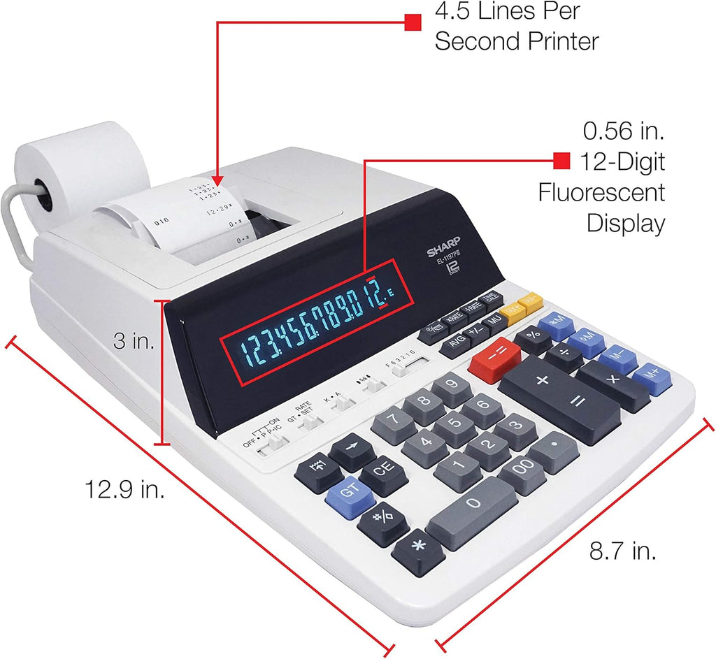 Heavy Duty Printing Calculator with Clock and Calendar W371518