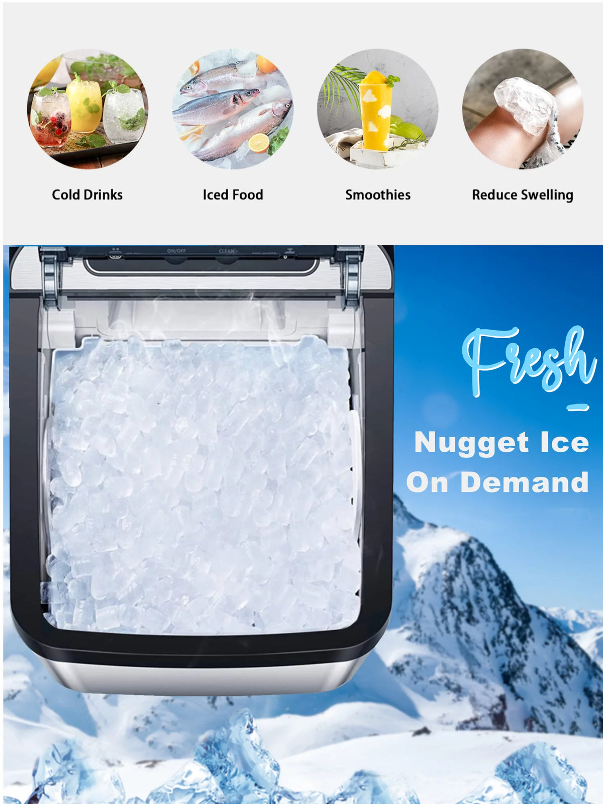 Countertop Stainless Steel Nugget Ice Maker D44245