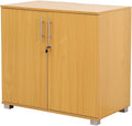 Beech Storage Cabinet 2 Door Locking Cupboard Bookcase O68485