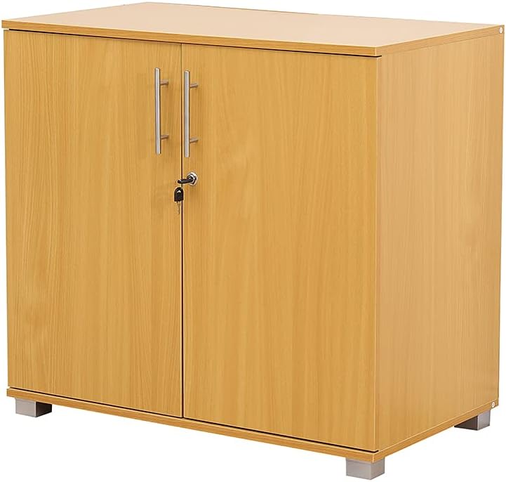 Beech Storage Cabinet 2 Door Locking Cupboard Bookcase O68485