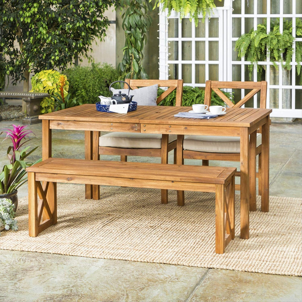 Brown Slatted Outdoor Dining Table V360470