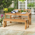 Brown Slatted Outdoor Dining Table V360470