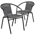 2 Pack Gray Rattan Stack Chair E8581