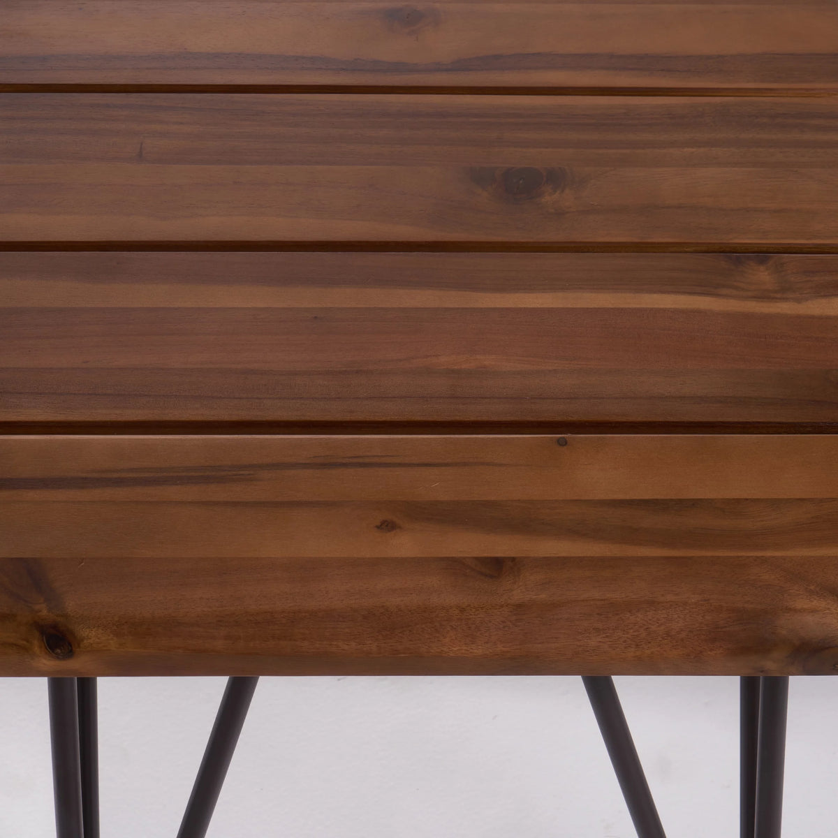 Industrial Accent Table, Teak Finish, Rustic Metal K86001
